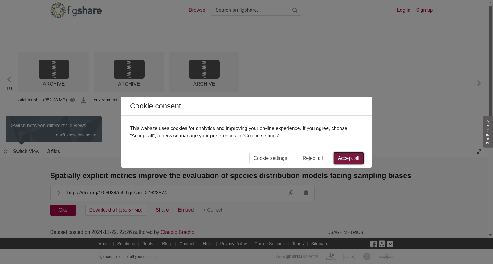 <b>Spatially explicit metrics improve the evaluation of species distribution models facing sampling biases</b> 数据集图片