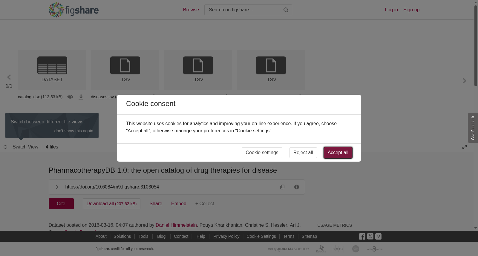 PharmacotherapyDB 1.0: the open catalog of drug therapies for disease 数据集图片