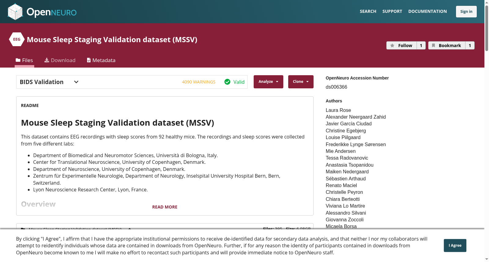 Mouse Sleep Staging Validation dataset (MSSV) 数据集图片