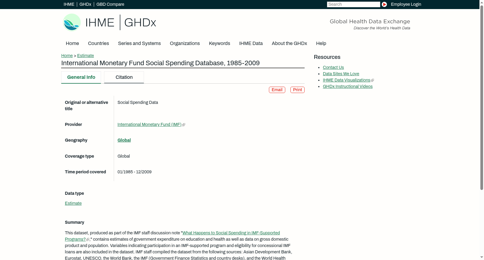 International Monetary Fund Social Spending Database, 1985-2009 数据集图片