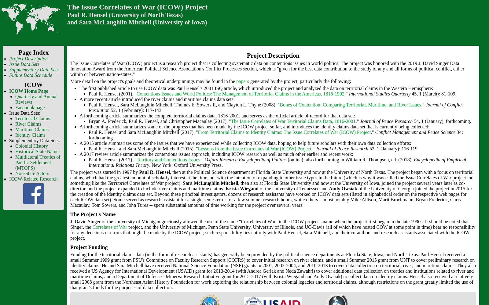 Issue Correlates of War (ICOW) Project 数据集图片