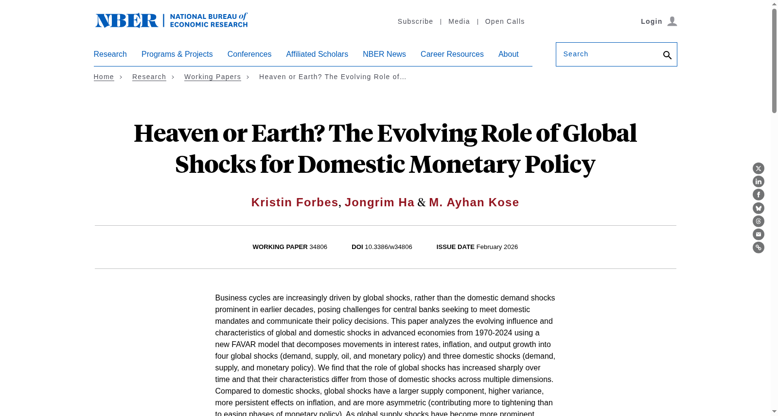 Heaven or Earth? The Evolving Role of Global Shocks for Domestic Monetary Policy 数据集图片