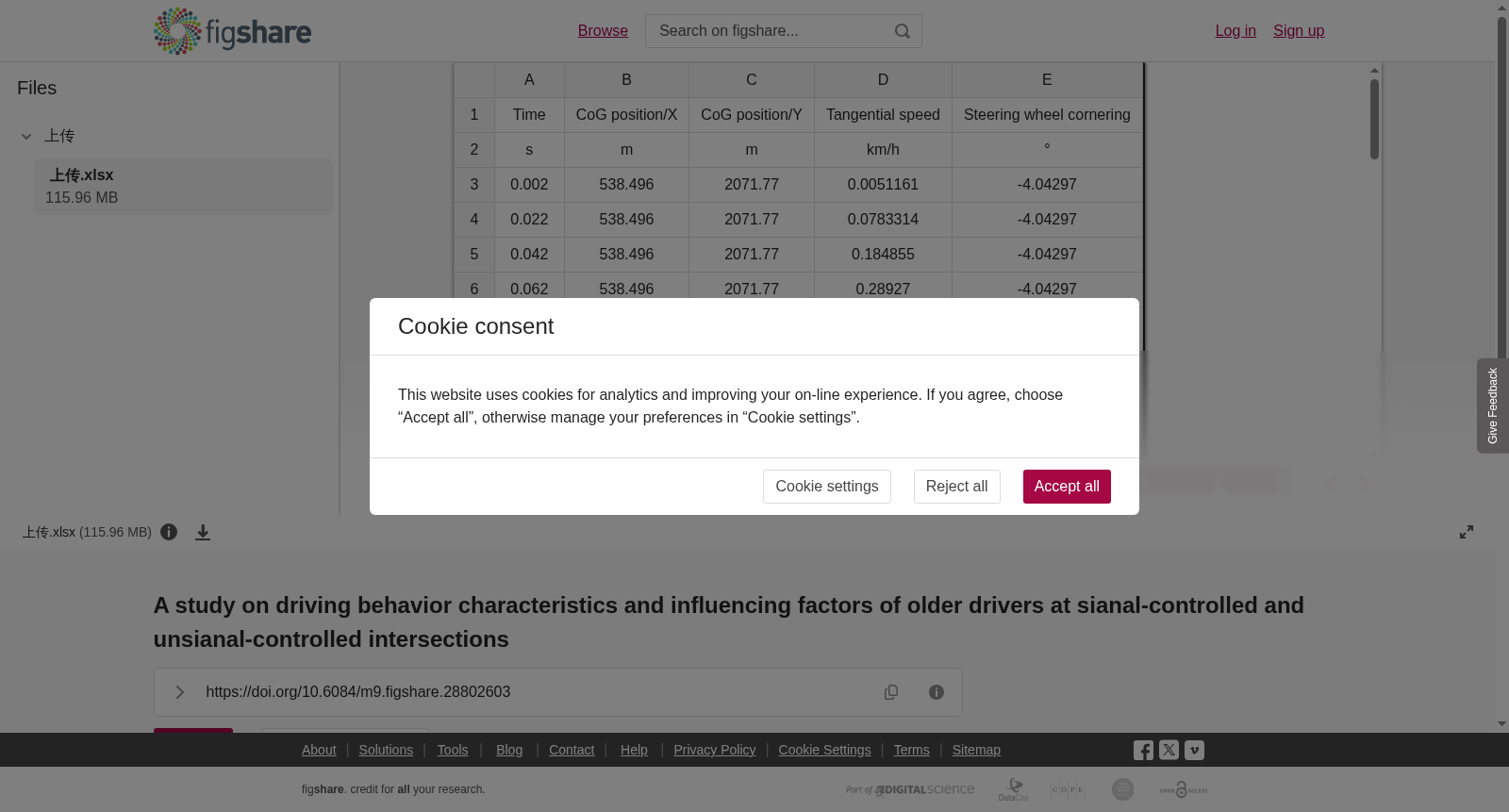 <b>A study on </b><b>driving behavior characteristics </b><b>and influencing factors of older drivers at </b><b>sianal-controlled and unsianal-controlled intersections</b> 数据集图片