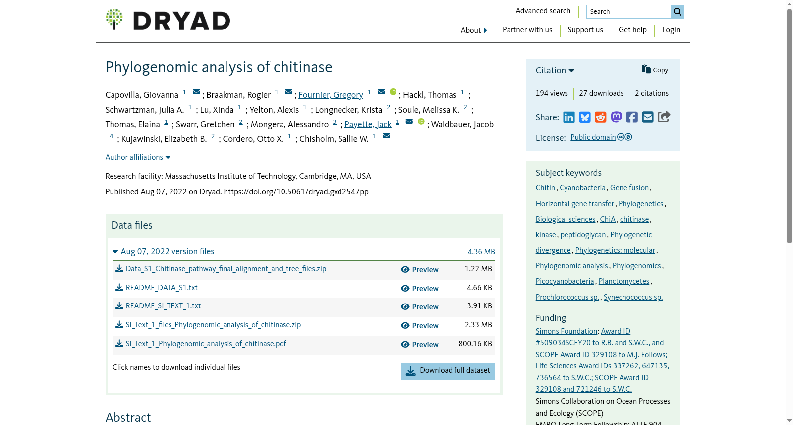 Phylogenomic analysis of chitinase 数据集图片