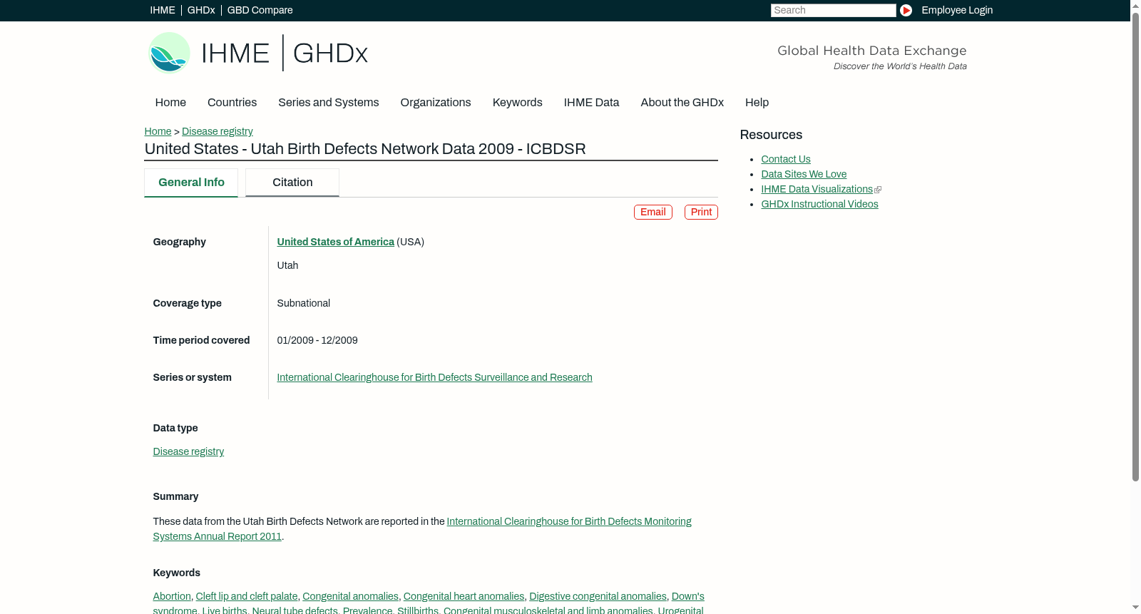 United States - Utah Birth Defects Network Data 2009 - ICBDSR 数据集图片