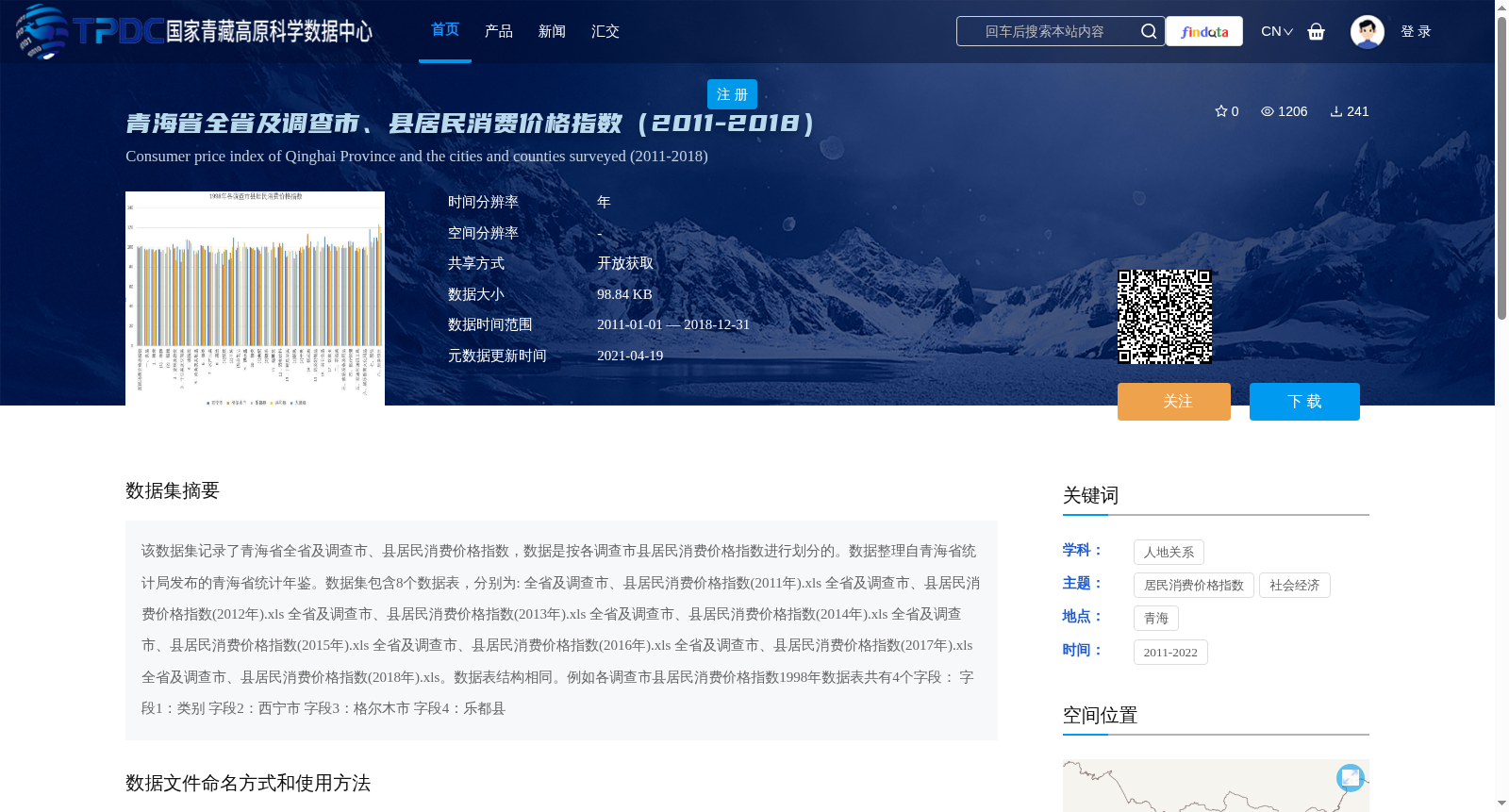 青海省全省及调查市、县居民消费价格指数(2011-2018) 数据集图片