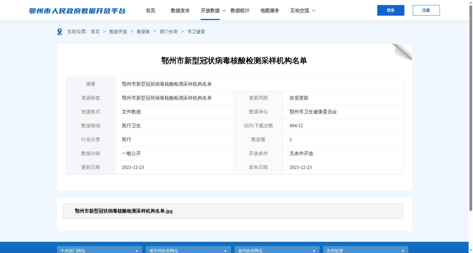 鄂州市新型冠状病毒核酸检测采样机构名单 数据集图片