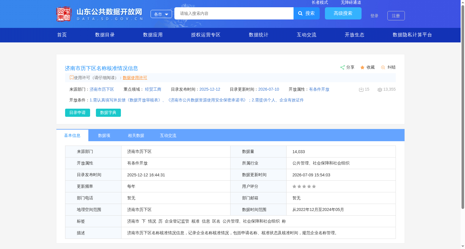 济南市历下区名称核准情况信息 数据集图片