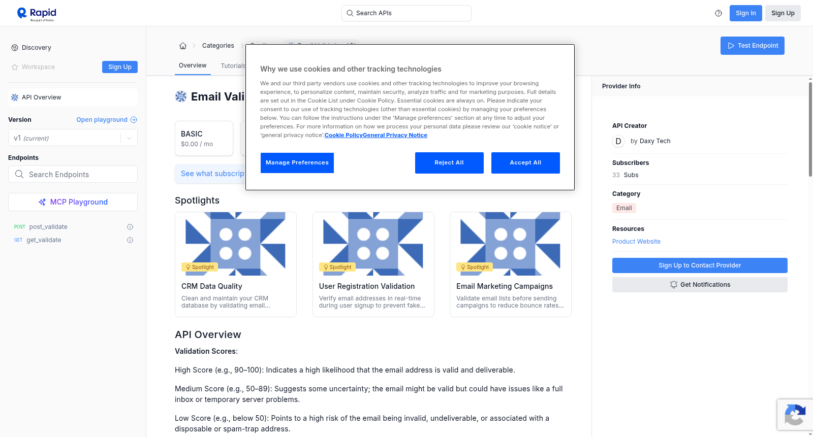 Email Validation API 数据集图片