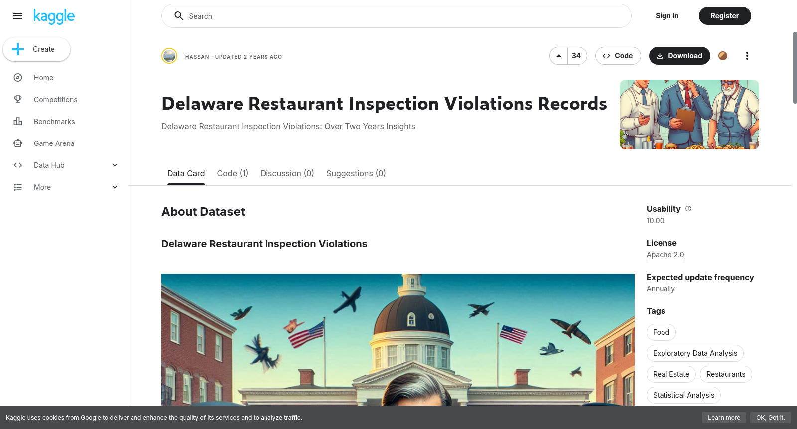 Delaware Restaurant Inspection Violations Records 数据集图片