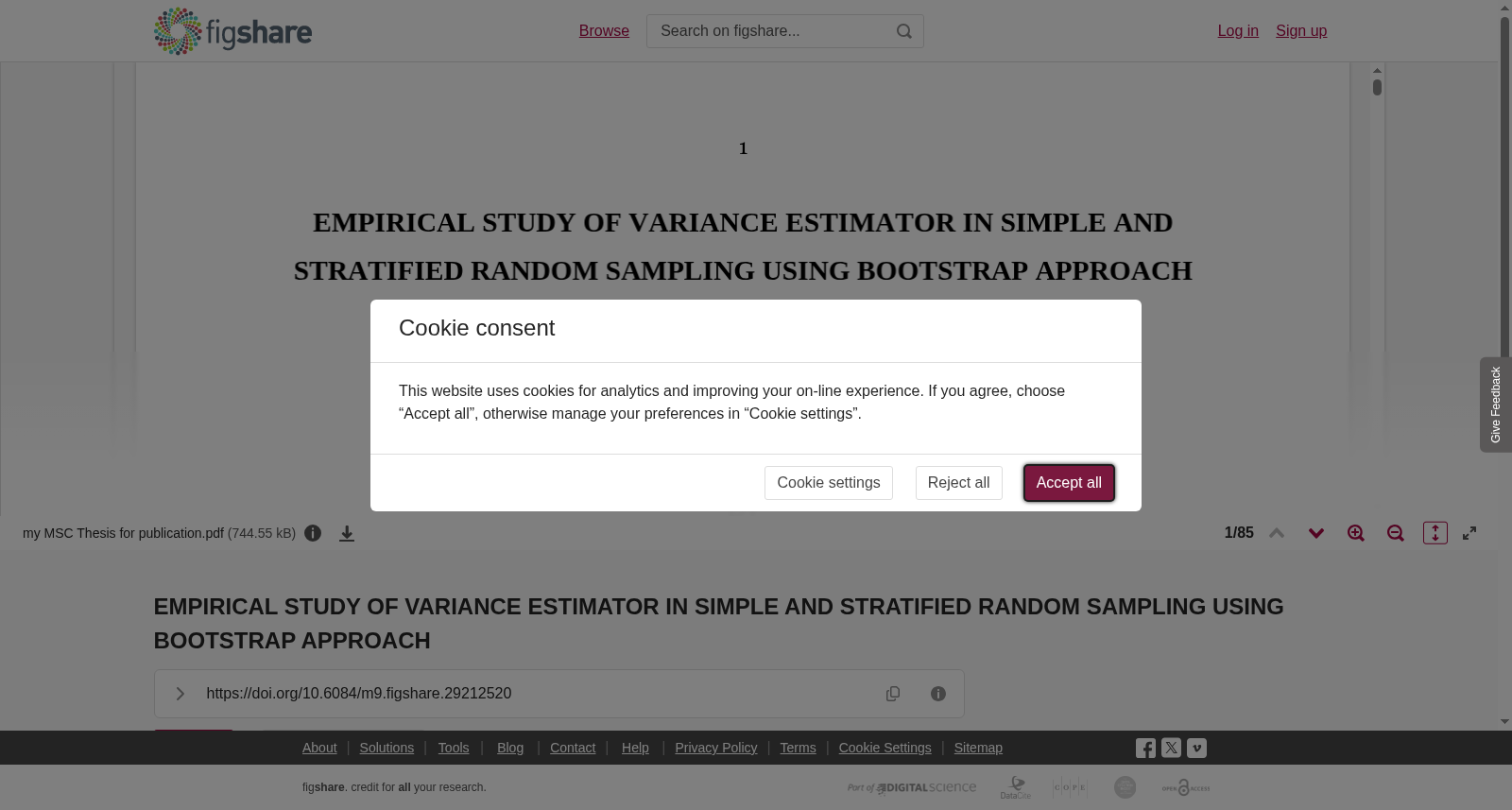 <b>EMPIRICAL STUDY OF VARIANCE ESTIMATOR IN SIMPLE AND STRATIFIED RANDOM SAMPLING USING BOOTSTRAP APPROACH</b> 数据集图片