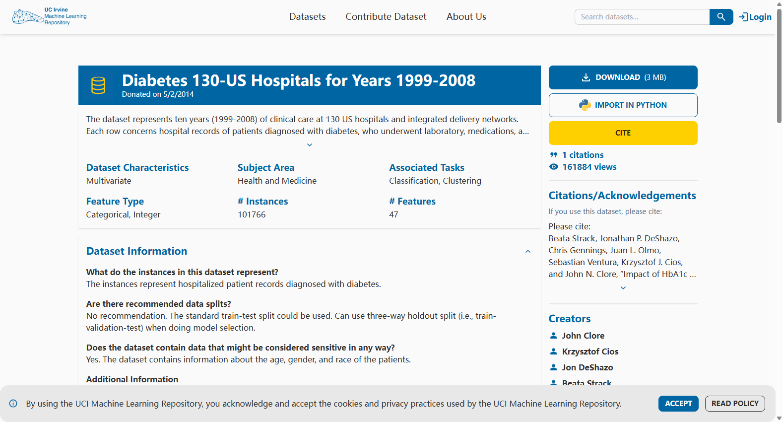 Diabetes 130-US Hospitals for Years 1999-2008