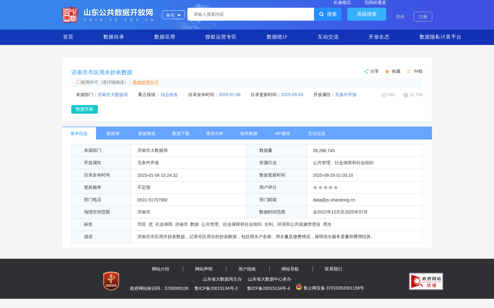 济南市市区用水抄表数据 数据集图片