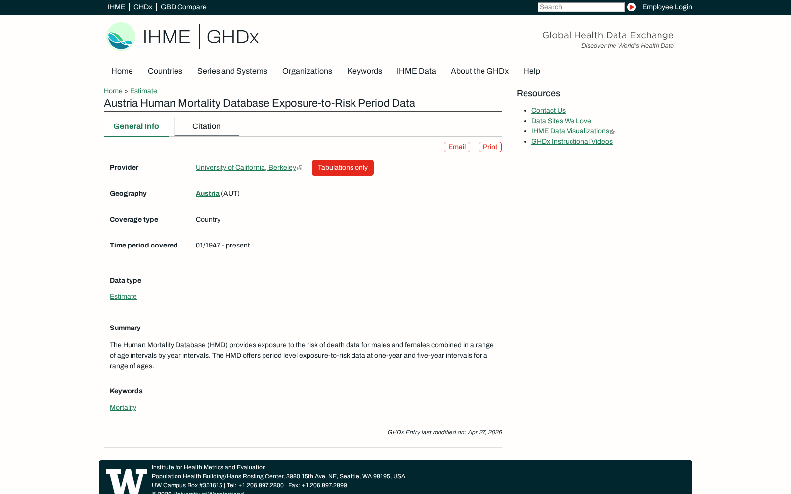 Austria Human Mortality Database Exposure-to-Risk Period Data 数据集图片