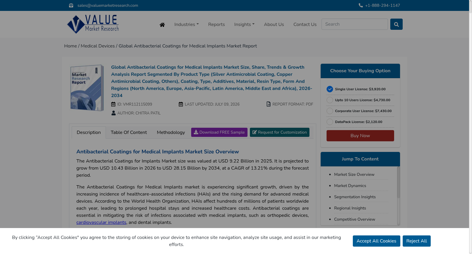 Antibacterial Coatings for Medical Implants Market Share 数据集图片