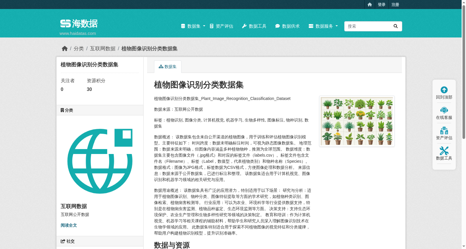 植物图像识别分类数据集 数据集图片