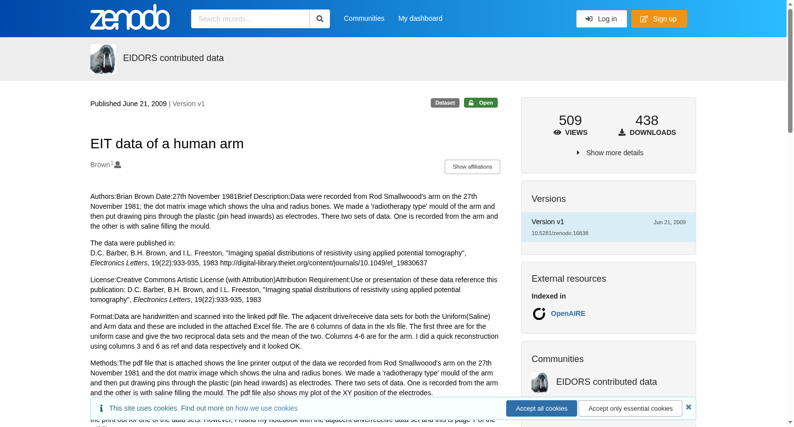 EIT data of a human arm 数据集图片