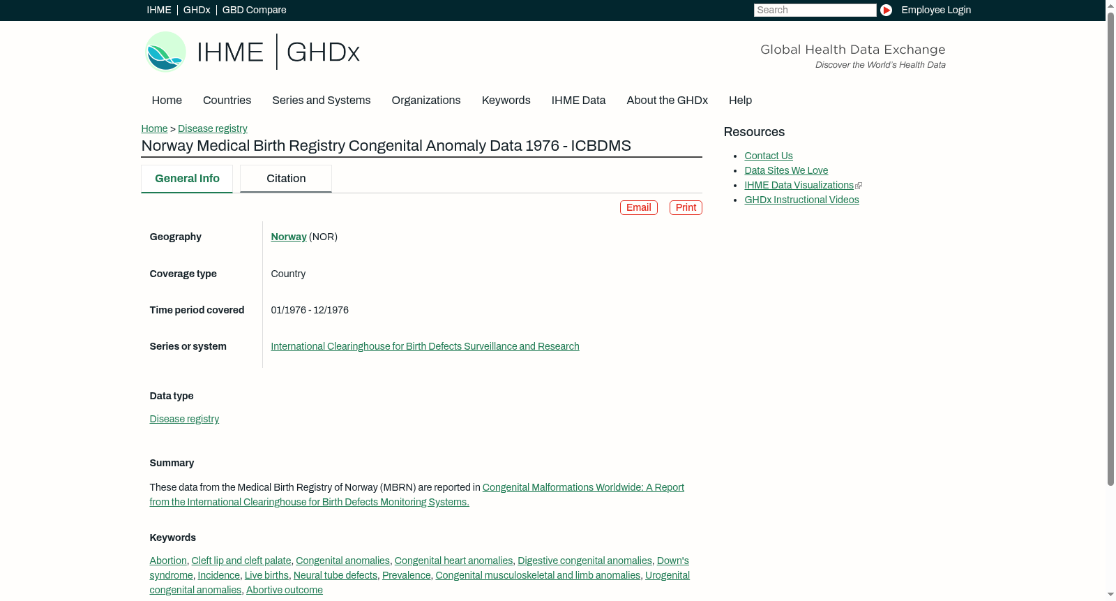 Norway Medical Birth Registry Congenital Anomaly Data 1976 - ICBDMS 数据集图片
