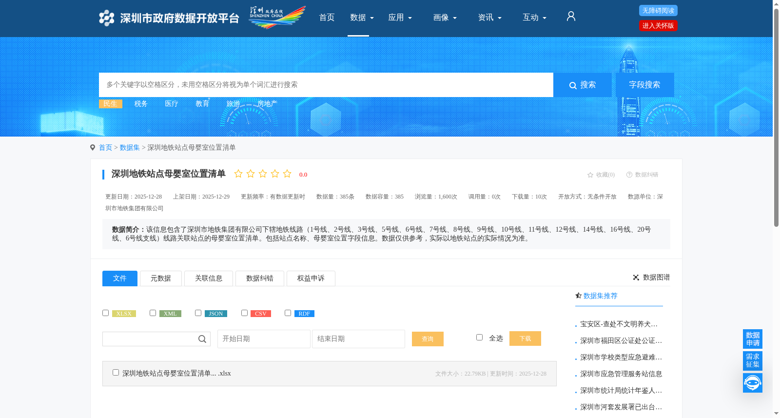 深圳地铁站点母婴室位置清单 数据集图片