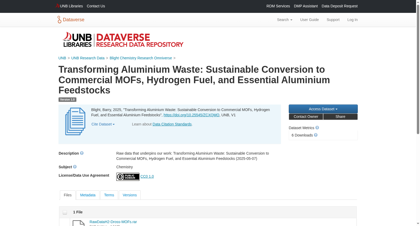 Transforming Aluminium Waste: Sustainable Conversion to Commercial MOFs, Hydrogen Fuel, and Essential Aluminium Feedstocks 数据集图片