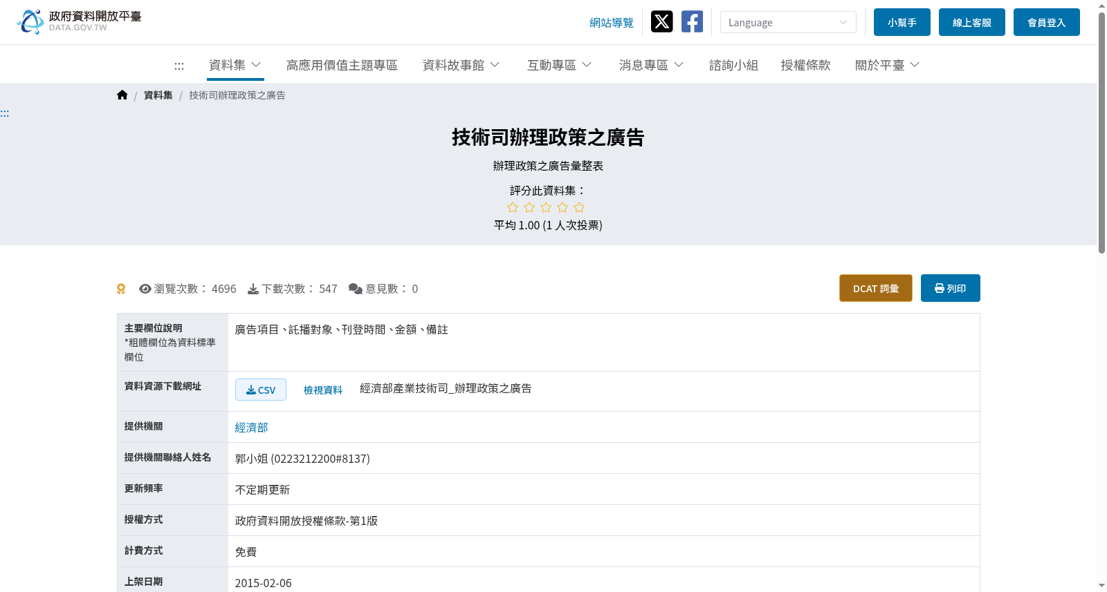 技術司辦理政策之廣告 数据集图片