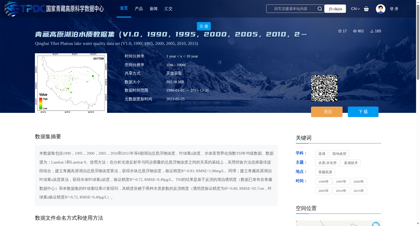 青藏高原湖泊水质数据集(V1.0,1990,1995,2000,2005,2010,2015) 数据集图片