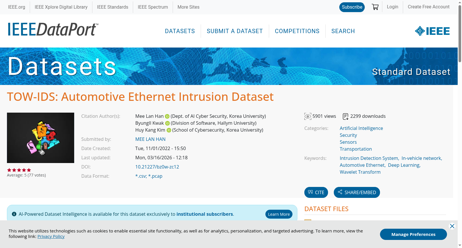 TOW-IDS: Automotive Ethernet Intrusion Dataset 数据集图片
