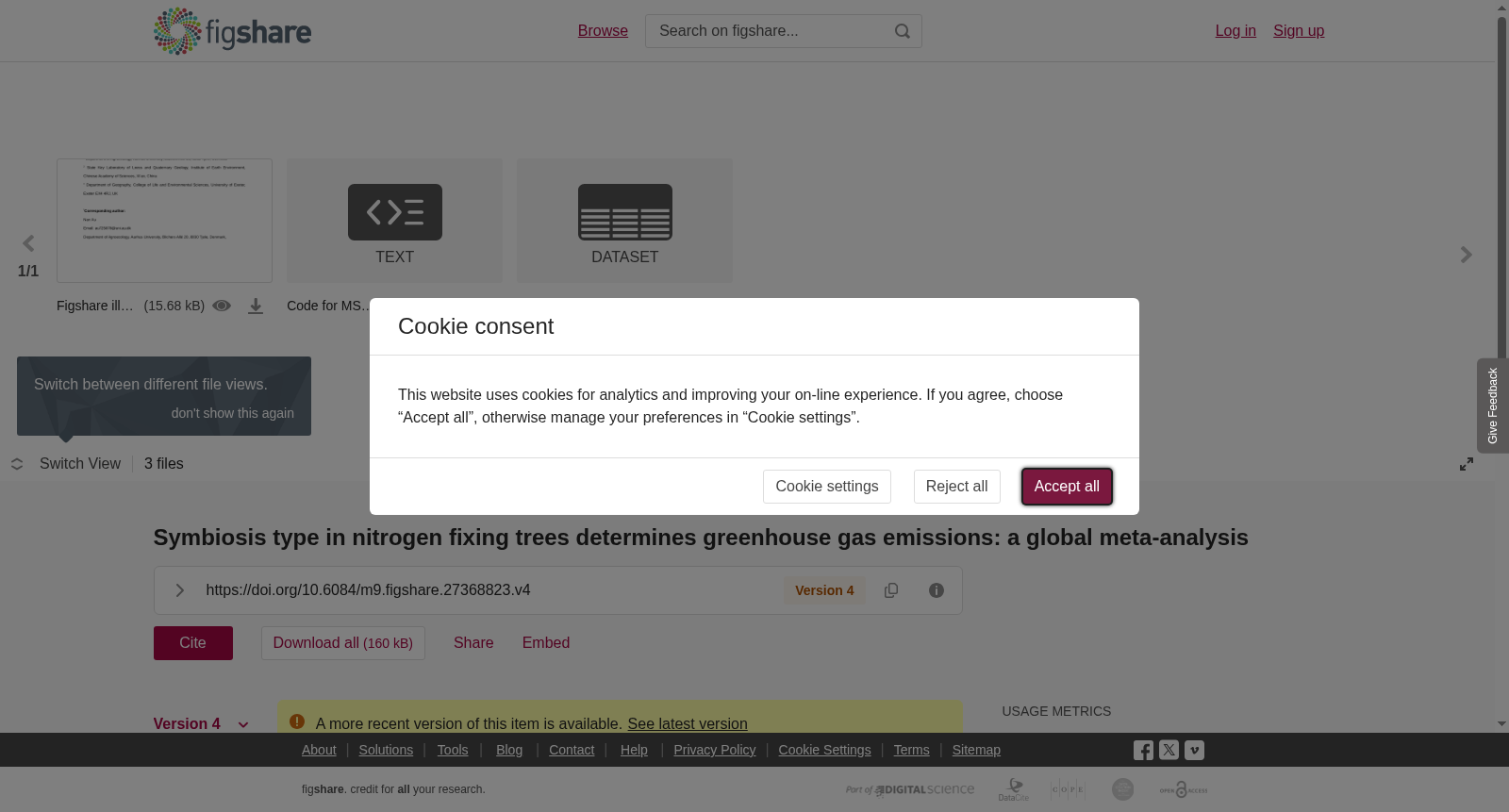 <b>Symbiosis type in nitrogen fixing trees determines greenhouse gas emissions: a global meta-analysis</b> 数据集图片