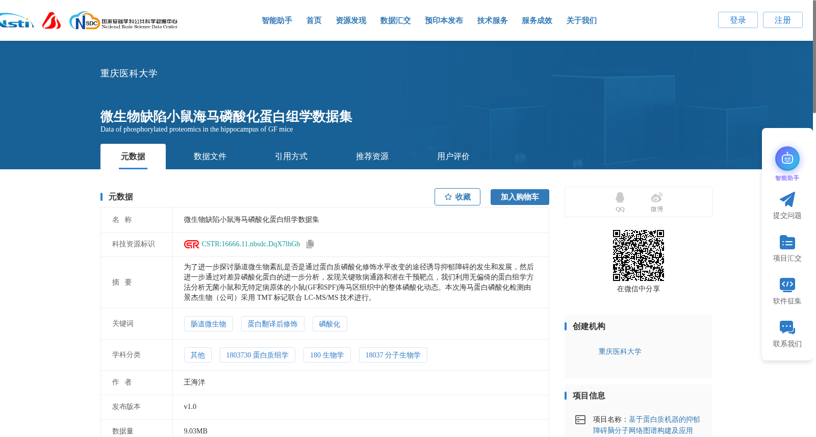微生物缺陷小鼠海马磷酸化蛋白组学数据集 数据集图片