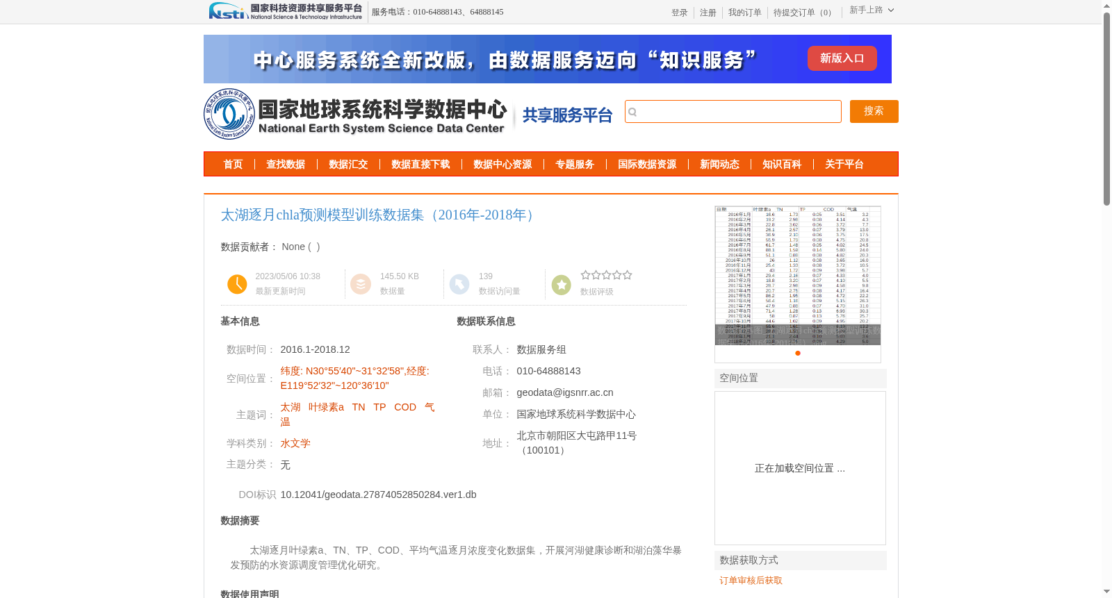 太湖逐月chla预测模型训练数据集（2016年-2018年） 数据集图片