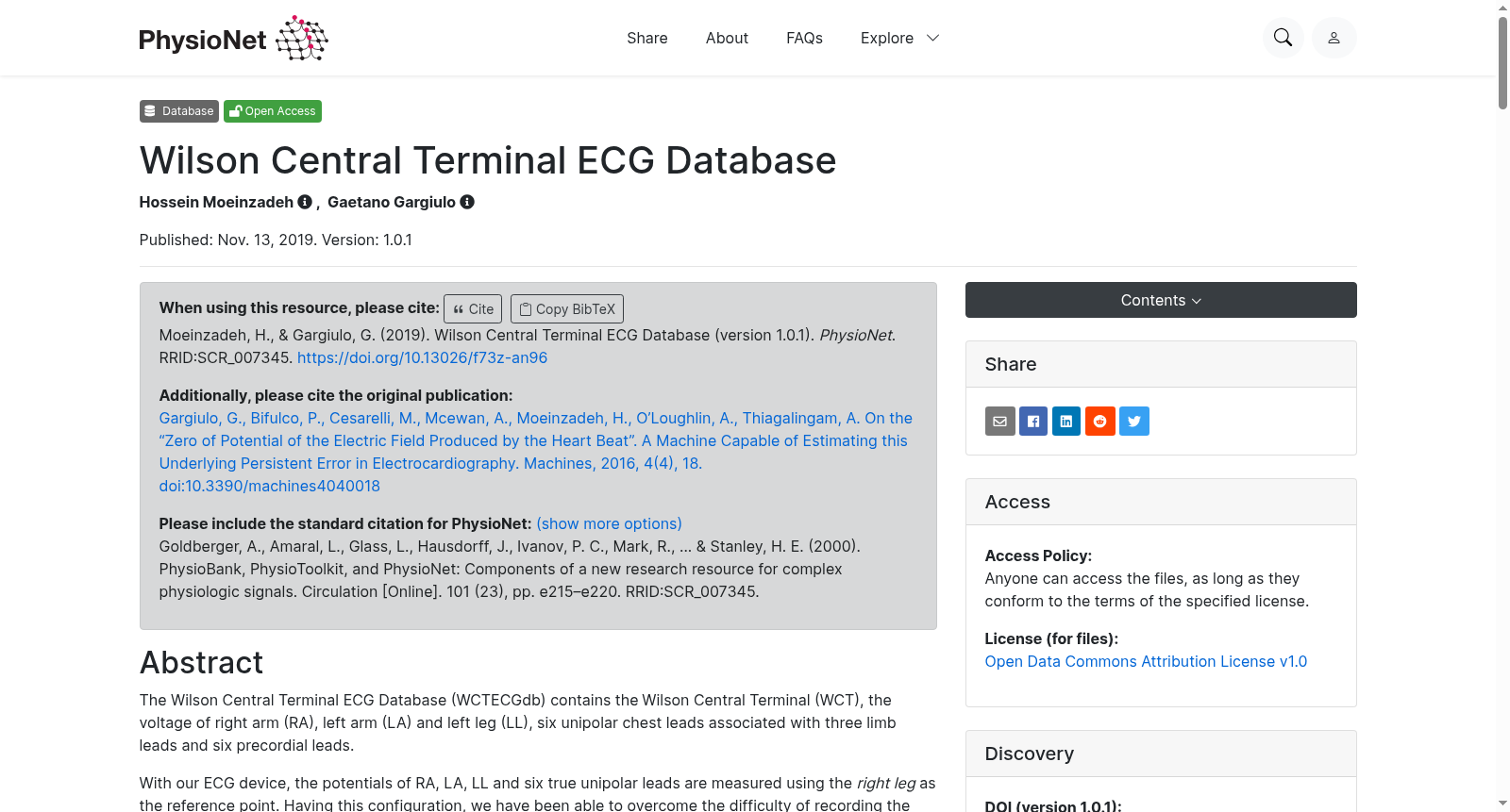 Wilson Central Terminal ECG Database 数据集图片