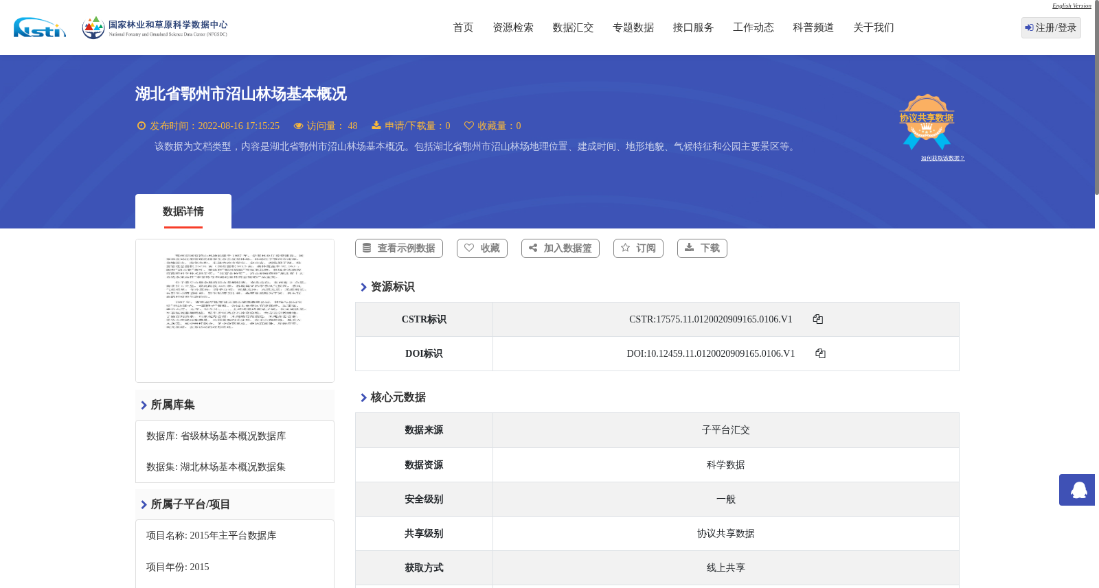湖北省鄂州市沼山林场基本概况 数据集图片