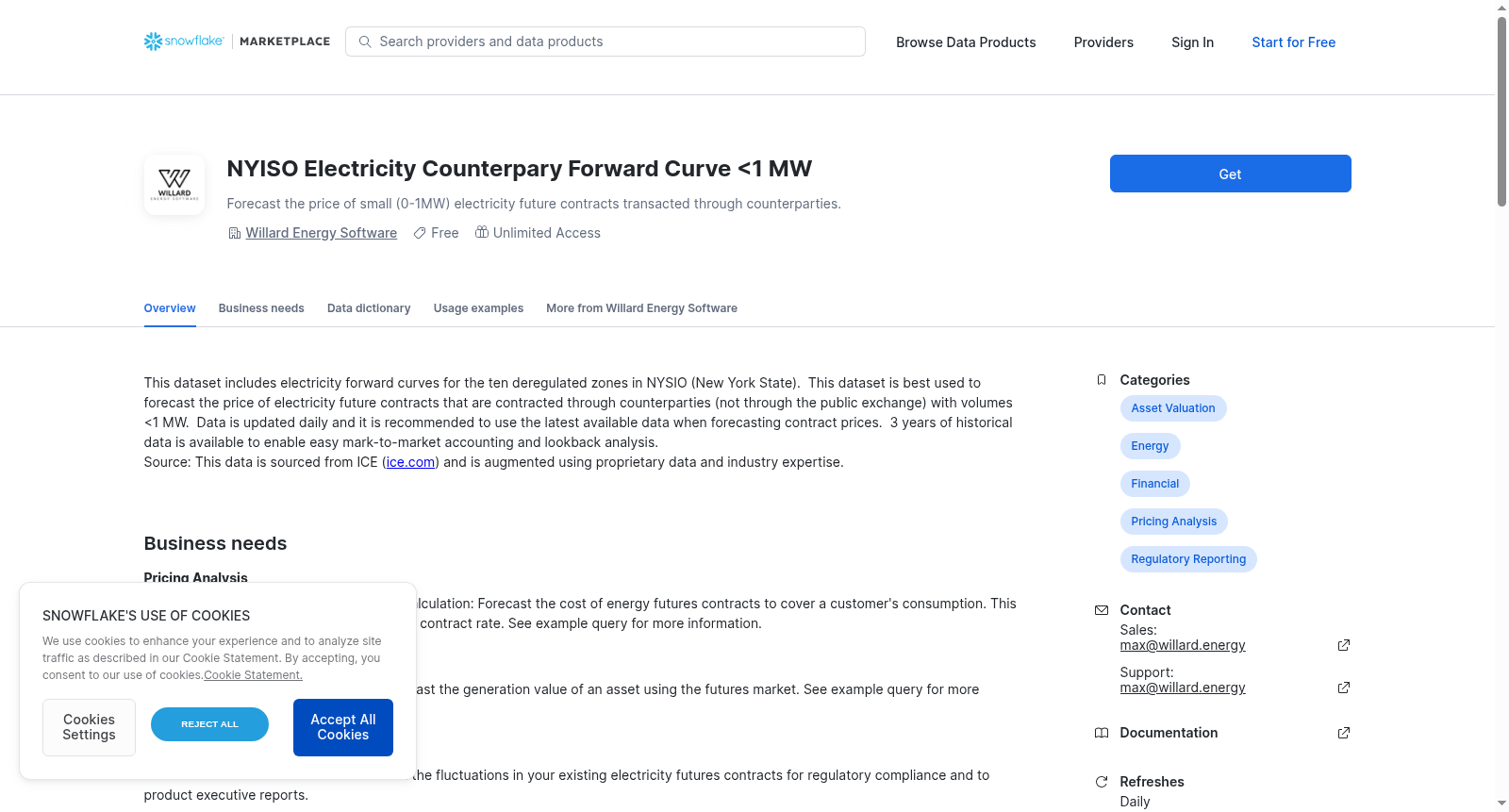 NYISO Electricity Counterpary Forward Curve <1 MW 数据集图片