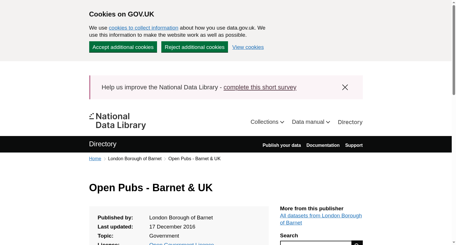 Open Pubs - Barnet & UK 数据集图片