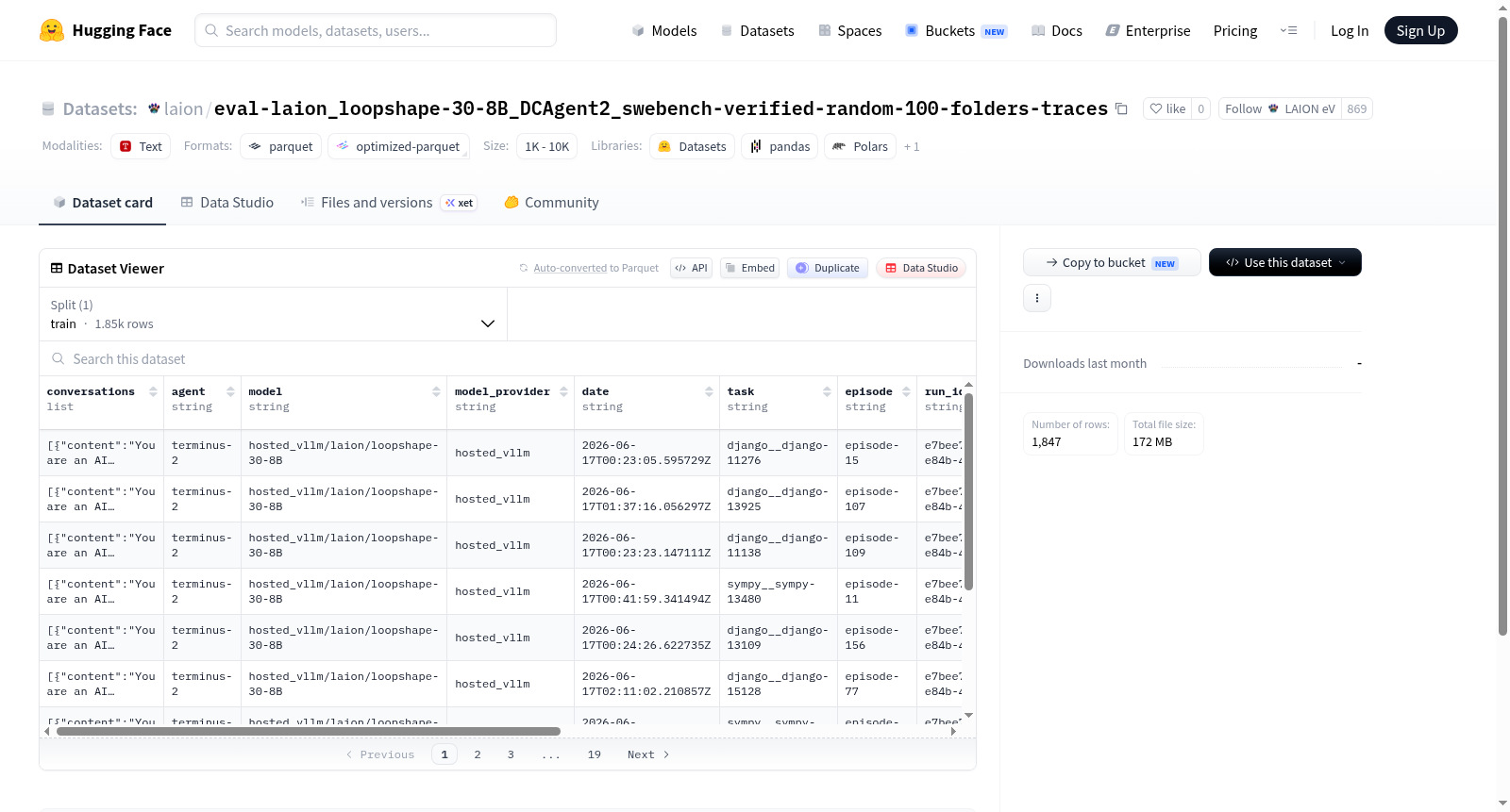 eval-laion_loopshape-30-8B_DCAgent2_swebench-verified-random-100-folders-traces 数据集图片
