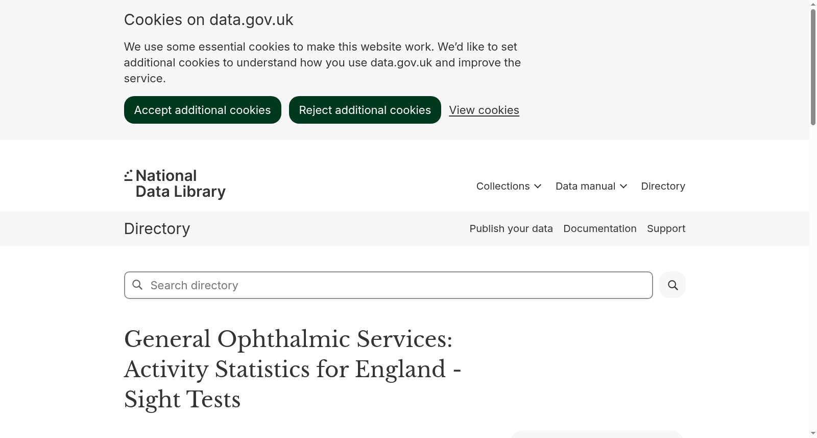 General Ophthalmic Services: Activity Statistics for England - Sight Tests 数据集图片