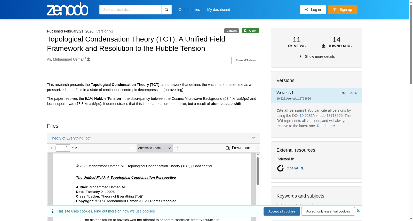Topological Condensation Theory (TCT): A Unified Field Framework and Resolution to the Hubble Tension 数据集图片