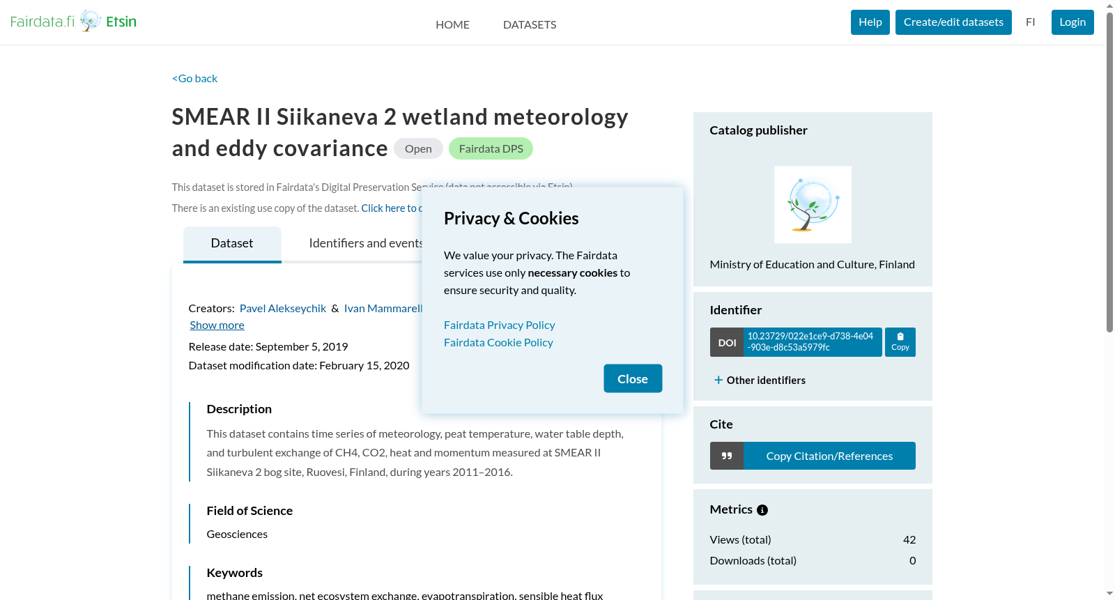 SMEAR II Siikaneva 2 wetland meteorology and eddy covariance 数据集图片