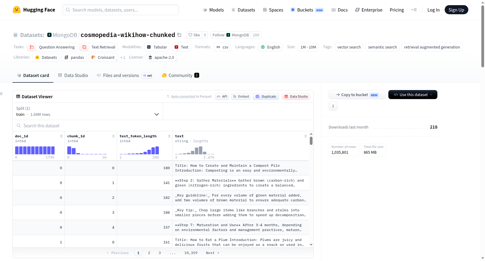MongoDB/cosmopedia-wikihow-chunked 数据集图片