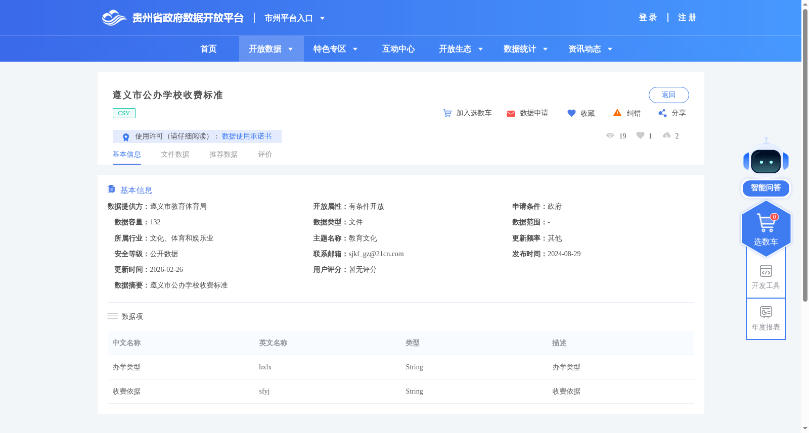 遵义市公办学校收费标准 数据集图片