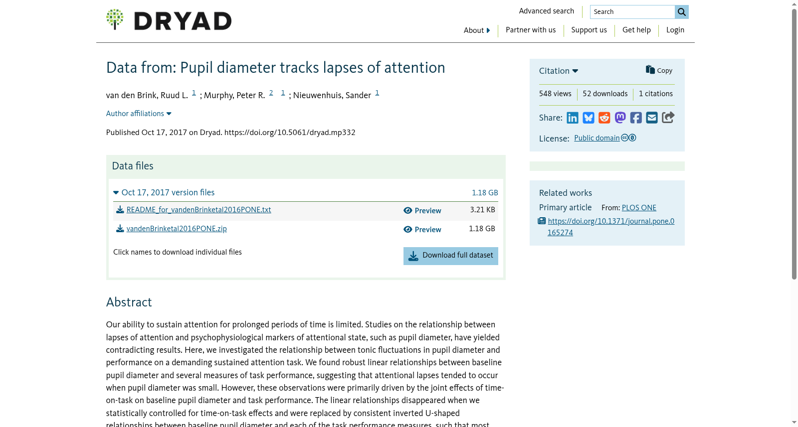 Data from: Pupil diameter tracks lapses of attention 数据集图片