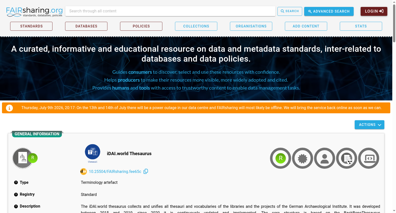 FAIRsharing record for: iDAI.world Thesaurus 数据集图片