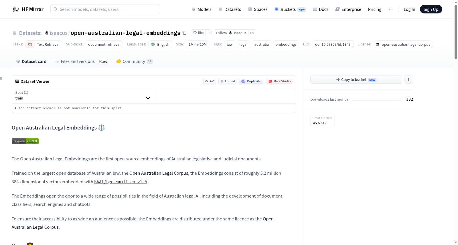 umarbutler/open-australian-legal-embeddings 数据集图片