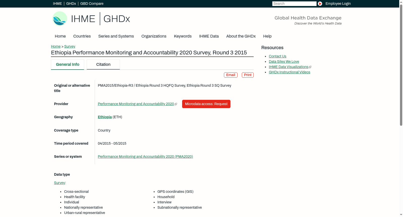 Ethiopia Performance Monitoring and Accountability 2020 Survey, Round 3 2015 数据集图片