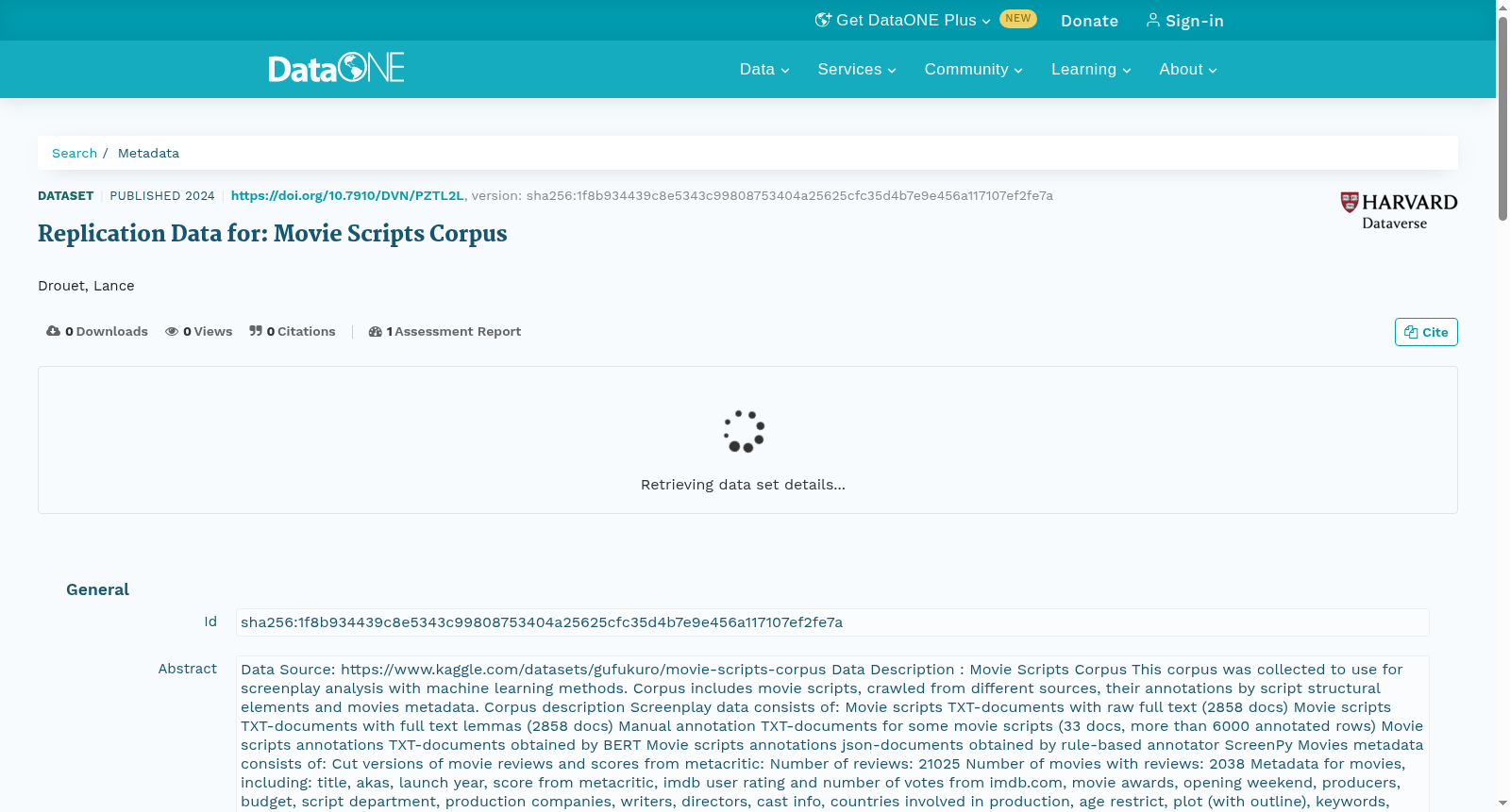 Replication Data for: Movie Scripts Corpus 数据集图片