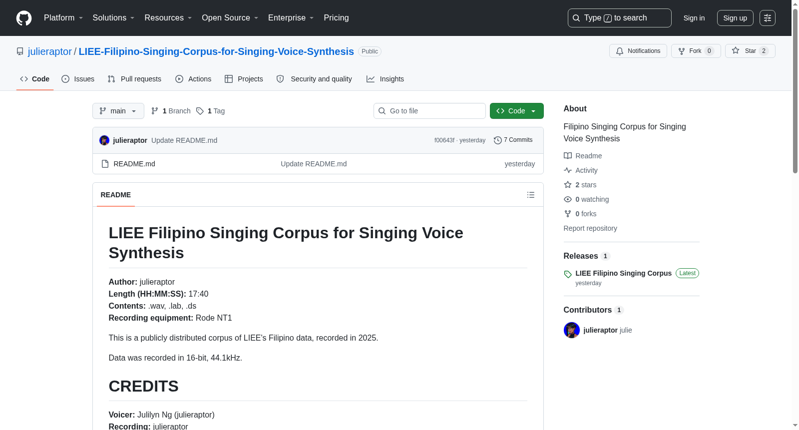 LIEE Filipino Singing Corpus for Singing Voice Synthesis 数据集图片