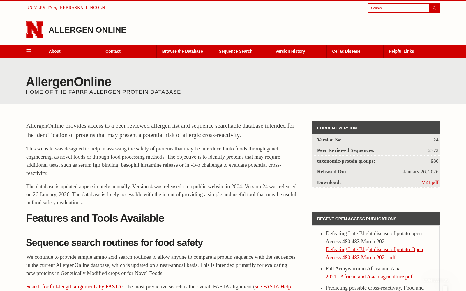AllergenOnline Database 数据集图片