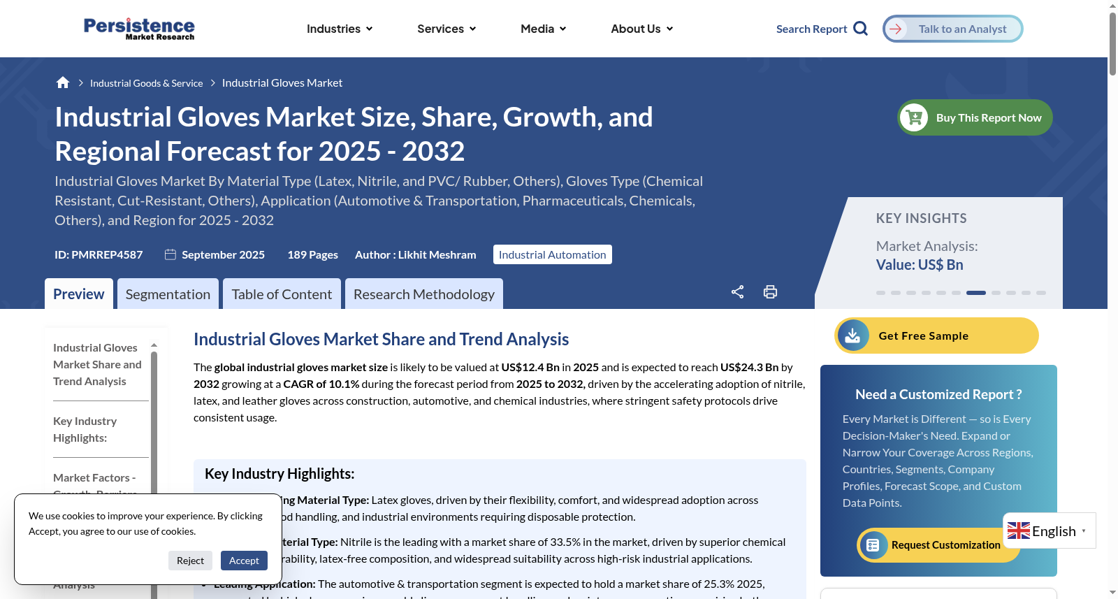 Industrial Gloves Market - Persistence Market Research 数据集图片