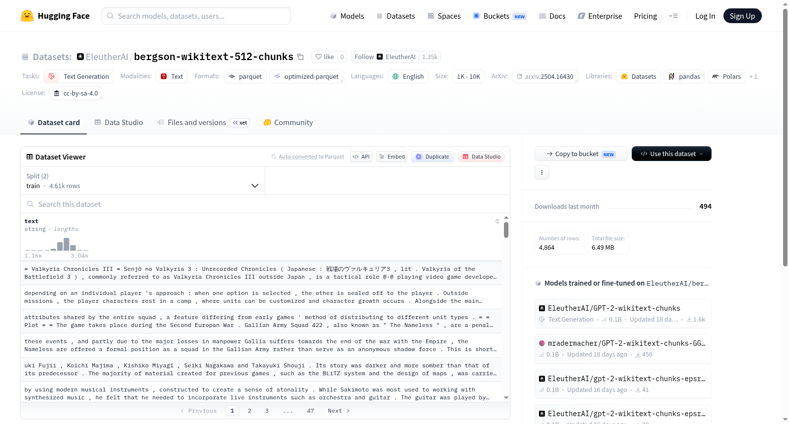 EleutherAI/bergson-wikitext-512-chunks 数据集图片