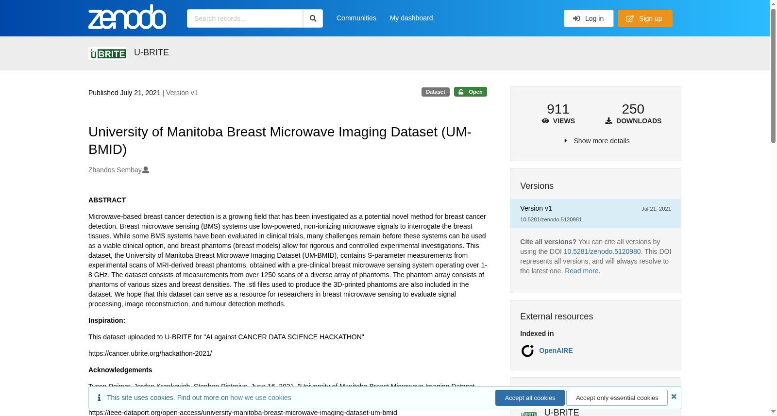 University of Manitoba Breast Microwave Imaging Dataset (UM-BMID) 数据集图片